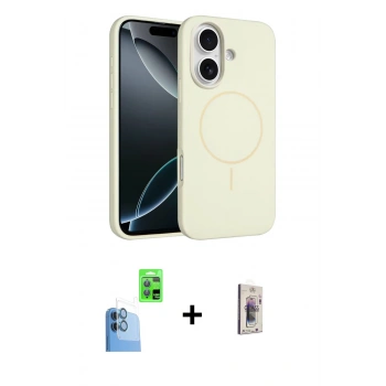 MARSİLYAN™- iPhone 16 Plus Kılıf Yankı Form Serisi - Siyah Bilvis 3D Cam Ekran Koruyucu + Raze Metal Kamera Lens - LT
