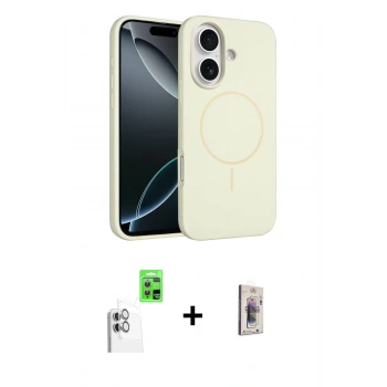 MARSİLYAN™- iPhone 16 Plus Kılıf Yankı Form Serisi - Siyah Bilvis 3D Cam Ekran Koruyucu + Raze Metal Kamera Lens - BZ