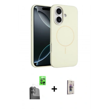 MARSİLYAN™- iPhone 16 Plus Kılıf Yankı Form Serisi - Siyah Bilvis 3D Cam Ekran Koruyucu + Raze Metal Kamera Lens - SH