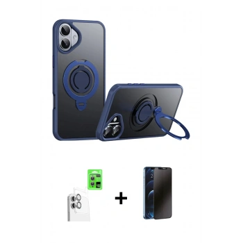 MARSİLYAN™- iPhone 16 Plus Kılıf Zirve Çizgi Prime - Siyah 3D Antistatik Hayalet Cam Ekran Koruyucu + Raze Metal Kamera Lens - BZ
