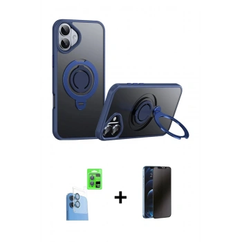 MARSİLYAN™- iPhone 16 Plus Kılıf Zirve Çizgi Prime - Siyah 3D Antistatik Hayalet Cam Ekran Koruyucu + Raze Metal Kamera Lens - LT