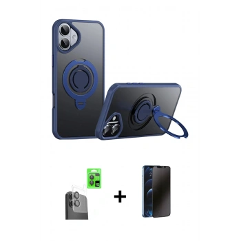MARSİLYAN™- iPhone 16 Plus Kılıf Zirve Çizgi Prime - Siyah 3D Antistatik Hayalet Cam Ekran Koruyucu + Raze Metal Kamera Lens - SH