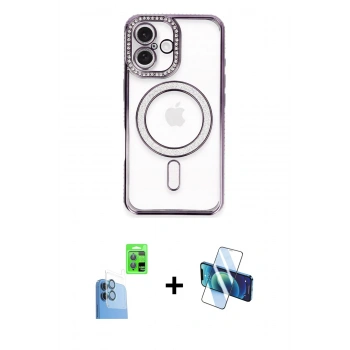MARSİLYAN™- iPhone 16 Plus Kılıf Zirve Doku Prime - Siyah 3D Antistatik Seramik Nano Ekran Koruyucu + Raze Metal Kamera Lens - LT