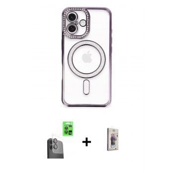MARSİLYAN™- iPhone 16 Plus Kılıf Zirve Doku Prime - Siyah Bilvis 3D Cam Ekran Koruyucu + Raze Metal Kamera Lens - SH