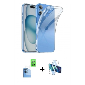 MARSİLYAN™- iPhone 16 Plus Kılıf Zirve Doku - Siyah 3D Antistatik Seramik Nano Ekran Koruyucu + Raze Metal Kamera Lens - LT