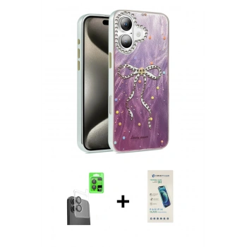 MARSİLYAN™- iPhone 16 Plus Kılıf Zirve Modern Prime - Şeffaf Pasifik Cam Ekran Koruyucu + Raze Metal Kamera Lens - SH