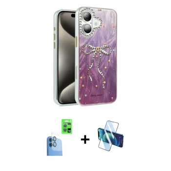 MARSİLYAN™- iPhone 16 Plus Kılıf Zirve Modern Prime - Siyah 3D Antistatik Seramik Nano Ekran Koruyucu + Raze Metal Kamera Lens - LT