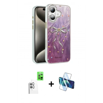 MARSİLYAN™- iPhone 16 Plus Kılıf Zirve Modern Prime - Siyah 3D Antistatik Seramik Nano Ekran Koruyucu + Raze Metal Kamera Lens - BZ