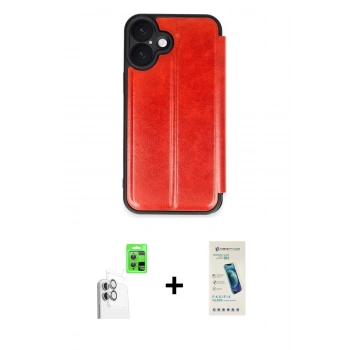 MARSİLYAN™- iPhone 16 Plus Kılıf Zirve Yansıma Serisi - Şeffaf Pasifik Cam Ekran Koruyucu + Raze Metal Kamera Lens - BZ