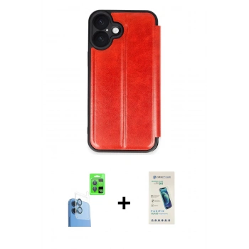 MARSİLYAN™- iPhone 16 Plus Kılıf Zirve Yansıma Serisi - Şeffaf Pasifik Cam Ekran Koruyucu + Raze Metal Kamera Lens - LT