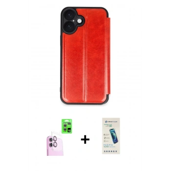 MARSİLYAN™- iPhone 16 Plus Kılıf Zirve Yansıma Serisi - Şeffaf Pasifik Cam Ekran Koruyucu + Raze Metal Kamera Lens - PE