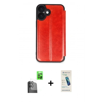 MARSİLYAN™- iPhone 16 Plus Kılıf Zirve Yansıma Serisi - Şeffaf Pasifik Cam Ekran Koruyucu + Raze Metal Kamera Lens - SH