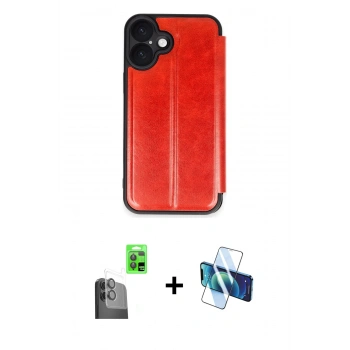 MARSİLYAN™- iPhone 16 Plus Kılıf Zirve Yansıma Serisi - Siyah 3D Antistatik Seramik Nano Ekran Koruyucu + Raze Metal Kamera Lens - SH