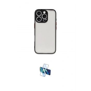MARSİLYAN™- iPhone 16 Pro Kılıf Ahenk Çizgi Serisi - Siyah 3D Antistatik Seramik Nano Ekran Koruyucu