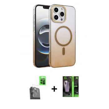 MARSİLYAN™- iPhone 16 Pro Kılıf Ahenk Doku Özel Seri - Şeffaf 360 Full Body Arka Koruyucu + Raze Metal Kamera Lens - SH