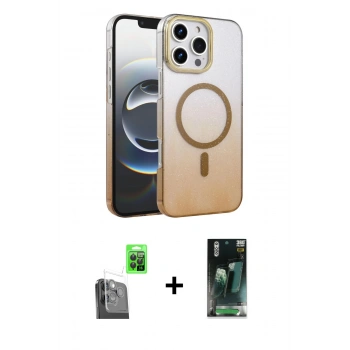 MARSİLYAN™- iPhone 16 Pro Kılıf Ahenk Doku Özel Seri - Siyah 360 Mat Full Body Arka Koruyucu + Raze Metal Kamera Lens - SH