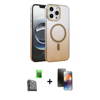 MARSİLYAN™- iPhone 16 Pro Kılıf Ahenk Doku Özel Seri - Siyah 3D Antistatik Mat Seramik Nano Ekran Koruyucu + Raze Metal Kamera Lens - SH
