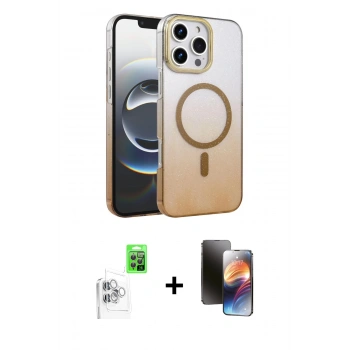 MARSİLYAN™- iPhone 16 Pro Kılıf Ahenk Doku Özel Seri - Siyah 3D Antistatik Mat Seramik Nano Ekran Koruyucu + Raze Metal Kamera Lens - BZ