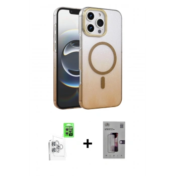 MARSİLYAN™- iPhone 16 Pro Kılıf Ahenk Doku Özel Seri - Siyah Bilvis 3D Mat Cam Ekran Koruyucu + Raze Metal Kamera Lens - BZ
