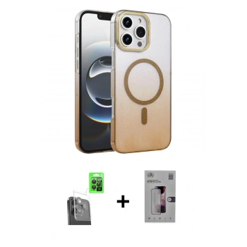 MARSİLYAN™- iPhone 16 Pro Kılıf Ahenk Doku Özel Seri - Siyah Bilvis 3D Mat Cam Ekran Koruyucu + Raze Metal Kamera Lens - SH