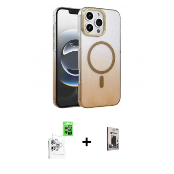 MARSİLYAN™- iPhone 16 Pro Kılıf Ahenk Doku Özel Seri - Siyah Bilvis Hayalet Cam Ekran Koruyucu + Raze Metal Kamera Lens - BZ