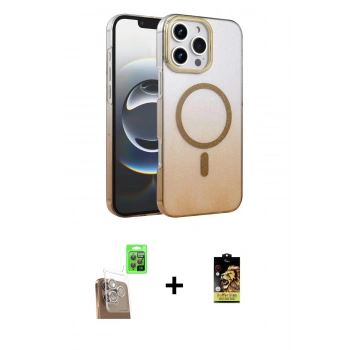 MARSİLYAN™- iPhone 16 Pro Kılıf Ahenk Doku Özel Seri - Siyah Buffer Cam Ekran Koruyucu + Raze Metal Kamera Lens - CLTM