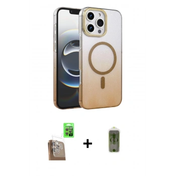 MARSİLYAN™- iPhone 16 Pro Kılıf Ahenk Doku Özel Seri - Siyah Joko Magic 5D Hayalet Cam + Raze Metal Kamera Lens - CLTM