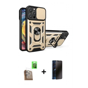 MARSİLYAN™- iPhone 16 Pro Kılıf Ahenk Klasik - Siyah 3D Antistatik Hayalet Cam Ekran Koruyucu + Raze Metal Kamera Lens - CLTM