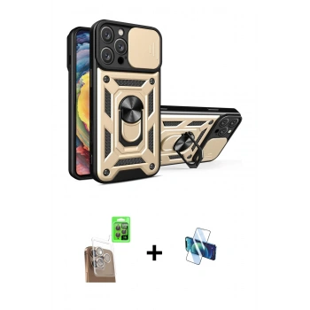 MARSİLYAN™- iPhone 16 Pro Kılıf Ahenk Klasik - Siyah 3D Antistatik Seramik Nano Ekran Koruyucu + Raze Metal Kamera Lens - CLTM