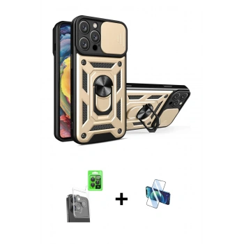 MARSİLYAN™- iPhone 16 Pro Kılıf Ahenk Klasik - Siyah 3D Antistatik Seramik Nano Ekran Koruyucu + Raze Metal Kamera Lens - SH