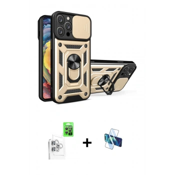MARSİLYAN™- iPhone 16 Pro Kılıf Ahenk Klasik - Siyah 3D Antistatik Seramik Nano Ekran Koruyucu + Raze Metal Kamera Lens - BZ