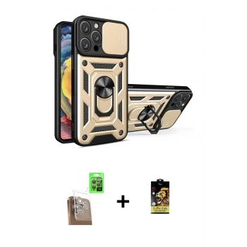 MARSİLYAN™- iPhone 16 Pro Kılıf Ahenk Klasik - Siyah Buffer Cam Ekran Koruyucu + Raze Metal Kamera Lens - CLTM