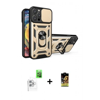 MARSİLYAN™- iPhone 16 Pro Kılıf Ahenk Klasik - Siyah Buffer Cam Ekran Koruyucu + Raze Metal Kamera Lens - BZ