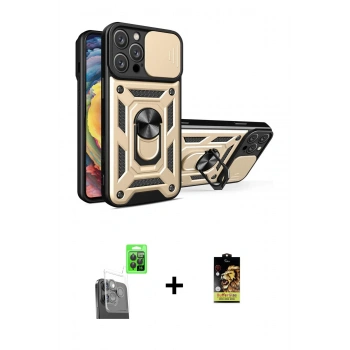 MARSİLYAN™- iPhone 16 Pro Kılıf Ahenk Klasik - Siyah Buffer Cam Ekran Koruyucu + Raze Metal Kamera Lens - SH