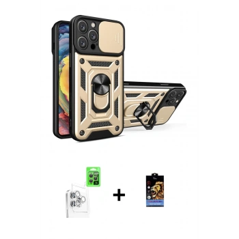MARSİLYAN™- iPhone 16 Pro Kılıf Ahenk Klasik - Siyah Buffer Hayalet Cam Ekran Koruyucu + Raze Metal Kamera Lens - BZ