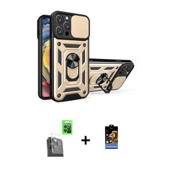 MARSİLYAN™- iPhone 16 Pro Kılıf Ahenk Klasik - Siyah Buffer Hayalet Cam Ekran Koruyucu + Raze Metal Kamera Lens - SH