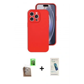 MARSİLYAN™- iPhone 16 Pro Kılıf Ahenk Serisi - Şeffaf Pasifik Cam Ekran Koruyucu + Raze Metal Kamera Lens - CLTM