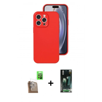 MARSİLYAN™- iPhone 16 Pro Kılıf Ahenk Serisi - Siyah 360 Mat Full Body Arka Koruyucu + Raze Metal Kamera Lens - CLTM