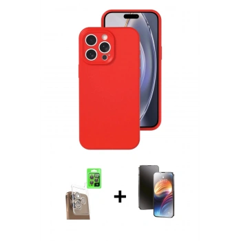MARSİLYAN™- iPhone 16 Pro Kılıf Ahenk Serisi - Siyah 3D Antistatik Mat Seramik Nano Ekran Koruyucu + Raze Metal Kamera Lens - CLTM