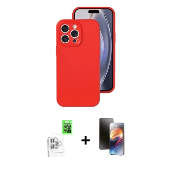 MARSİLYAN™- iPhone 16 Pro Kılıf Ahenk Serisi - Siyah 3D Antistatik Mat Seramik Nano Ekran Koruyucu + Raze Metal Kamera Lens - BZ