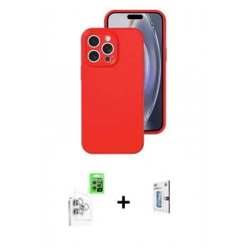 MARSİLYAN™- iPhone 16 Pro Kılıf Ahenk Serisi - Siyah Bilvis 0.18mm Plus Cam Ekran Koruyucu + Raze Metal Kamera Lens - BZ