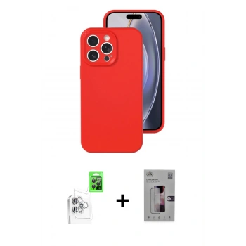 MARSİLYAN™- iPhone 16 Pro Kılıf Ahenk Serisi - Siyah Bilvis 3D Mat Cam Ekran Koruyucu + Raze Metal Kamera Lens - BZ