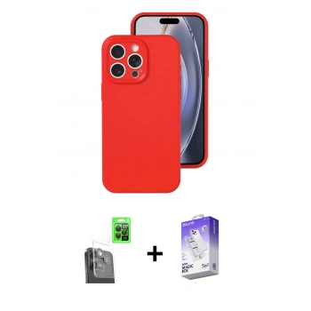 MARSİLYAN™- iPhone 16 Pro Kılıf Ahenk Serisi - Siyah Bilvis 5in1 3D Magic Cam Ekran Koruyucu + Raze Metal Kamera Lens - SH