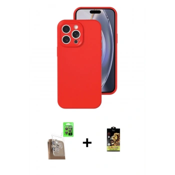 MARSİLYAN™- iPhone 16 Pro Kılıf Ahenk Serisi - Siyah Buffer Cam Ekran Koruyucu + Raze Metal Kamera Lens - CLTM
