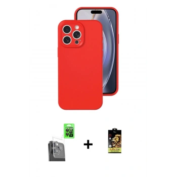 MARSİLYAN™- iPhone 16 Pro Kılıf Ahenk Serisi - Siyah Buffer Cam Ekran Koruyucu + Raze Metal Kamera Lens - SH