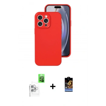 MARSİLYAN™- iPhone 16 Pro Kılıf Ahenk Serisi - Siyah Buffer Hayalet Cam Ekran Koruyucu + Raze Metal Kamera Lens - BZ
