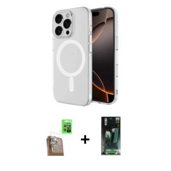 MARSİLYAN™- iPhone 16 Pro Kılıf Ahenk Yansıma Prime - Siyah 360 Mat Full Body Arka Koruyucu + Raze Metal Kamera Lens - CLTM