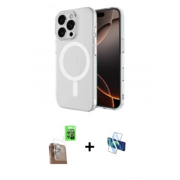 MARSİLYAN™- iPhone 16 Pro Kılıf Ahenk Yansıma Prime - Siyah 3D Antistatik Seramik Nano Ekran Koruyucu + Raze Metal Kamera Lens - CLTM