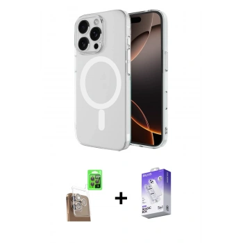 MARSİLYAN™- iPhone 16 Pro Kılıf Ahenk Yansıma Prime - Siyah Bilvis 5in1 3D Magic Cam Ekran Koruyucu + Raze Metal Kamera Lens - CLTM