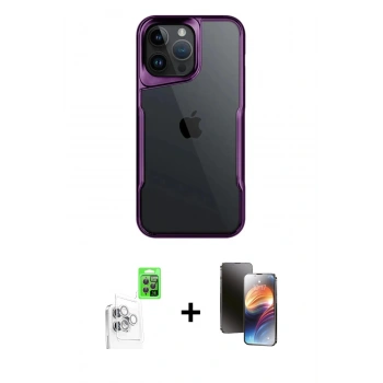 MARSİLYAN™- iPhone 16 Pro Kılıf Akış Çizgi Koleksiyonu - Siyah 3D Antistatik Mat Seramik Nano Ekran Koruyucu + Raze Metal Kamera Lens - BZ